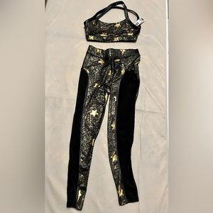 Gold stars Zumba leggings and sports bra set Size S
